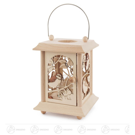 Tischlaterne Vögel mit Glaseinsatz für Teelicht oder Votivkerze 17cm