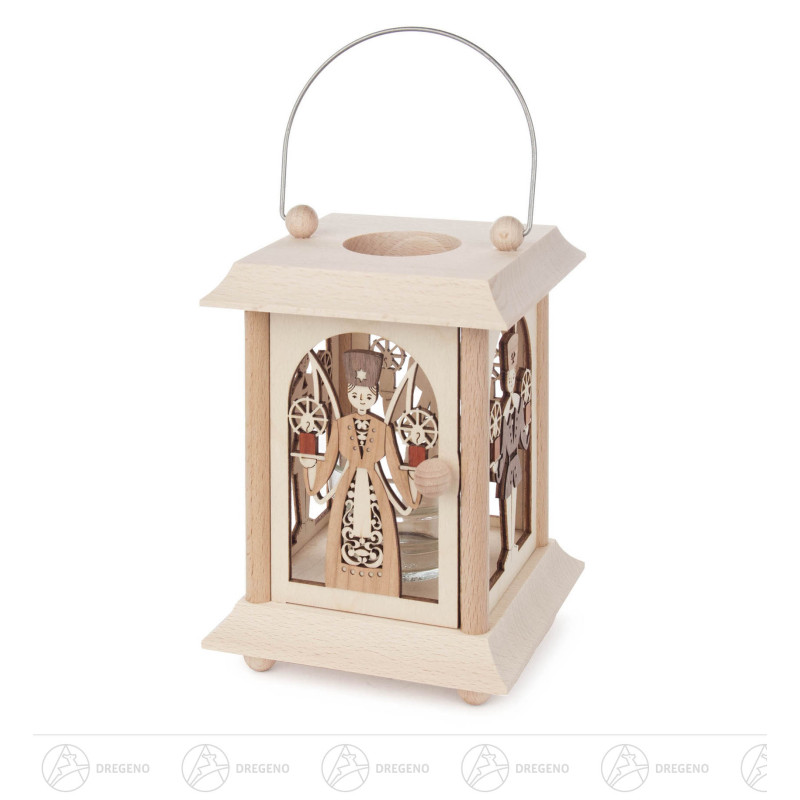 Tischlaterne Engel und Bergmann für Teelicht oder Votivkerze 17cm