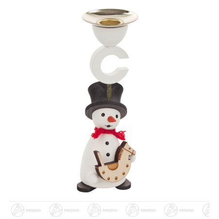 Behang Kerzenhalter Schneemann mit Schaukelpferd für Kerzen 14mm 13cm