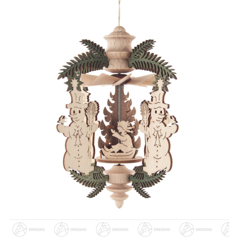 Wärmespiel Zweig Winterkinder/Schneemann zum Hängen 10cm