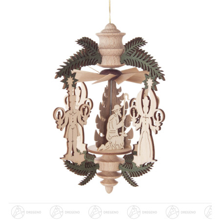 Wärmespiel Zweig Engel und Bergmann/Christi Geburt, zum Hängen 10cm