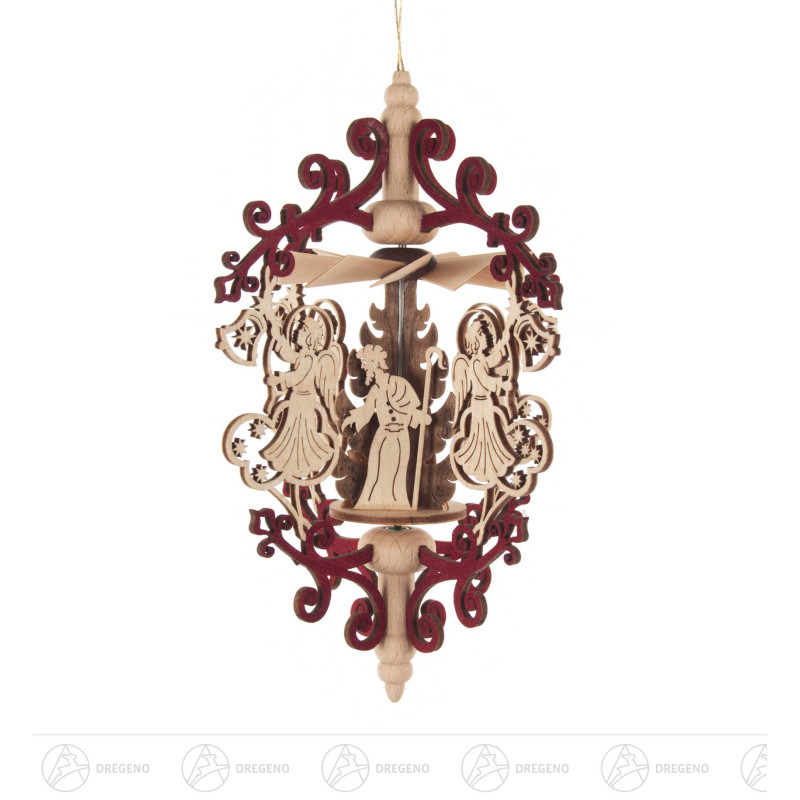 Wärmespiel Rollspan Engel mit Glocke/Christi Geburt, zum Hängen 11cm