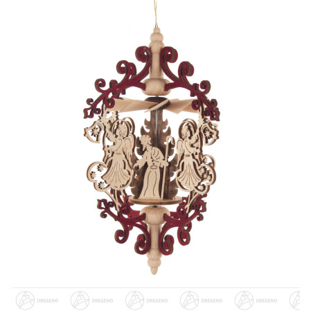 Wärmespiel Rollspan Engel mit Glocke/Christi Geburt, zum Hängen 11cm