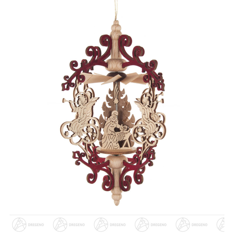 Wärmespiel Rollspan  Engel mit Posaune/Christi Geburt, zum Hängen 11cm