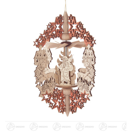 Wärmespiel Advent Sterne Winterdorf/Weihnachtsmann, zum Hängen 11cm