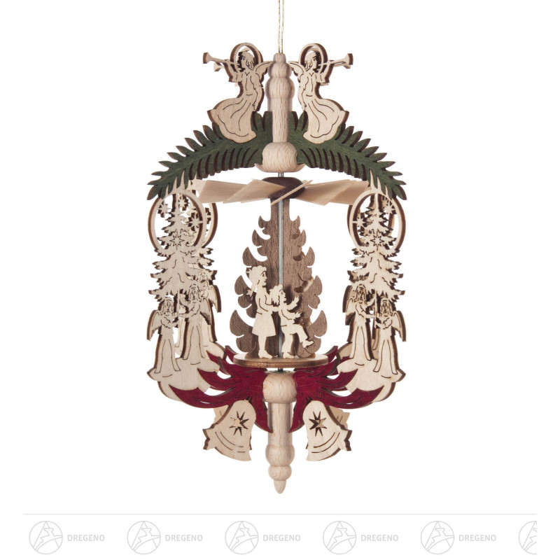 Wärmespiel Weihnachten Engel Engel mit Tannenbaum/Bescherung, zum Hängen 11cm