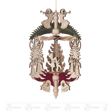 Wärmespiel Weihnachten Engel Engel mit Tannenbaum/Bescherung, zum Hängen 11cm