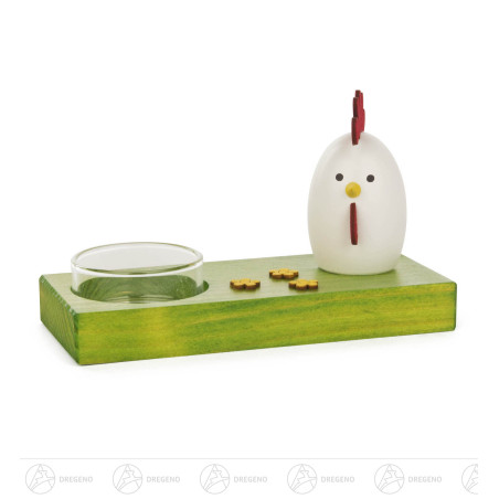 Teelichthalter mit Hahn, farbig 6cm