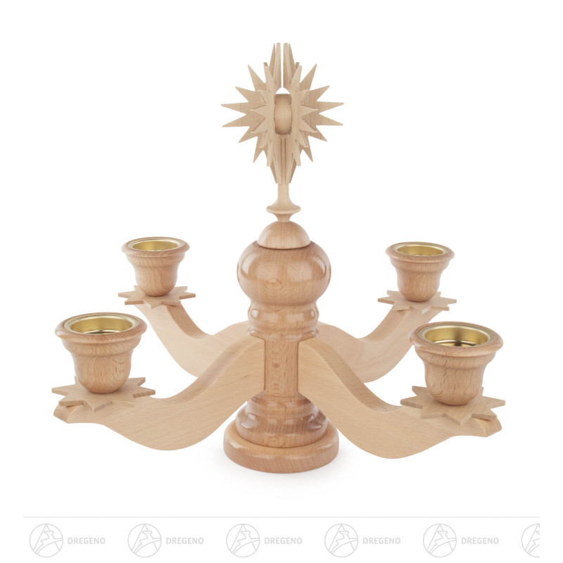 Adventsleuchter mit Stern natur groß für Teelichte 30cm