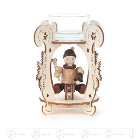 Teelichthalter mit Weihnachtsmann auf Schlitten 10cm