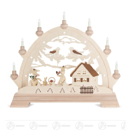 Rundbogen mit Schneemännern, elektrisch beleuchtet 48x42cm