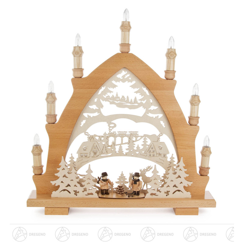 Leuchterbogen, Motiv Wald elektrisch beleuchtet 43x42cm