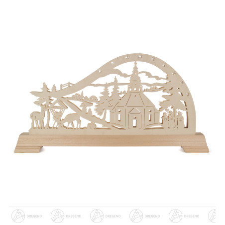 Schwibbogen Seiffener Kirche mit LED-Beleuchtung 32x63cm