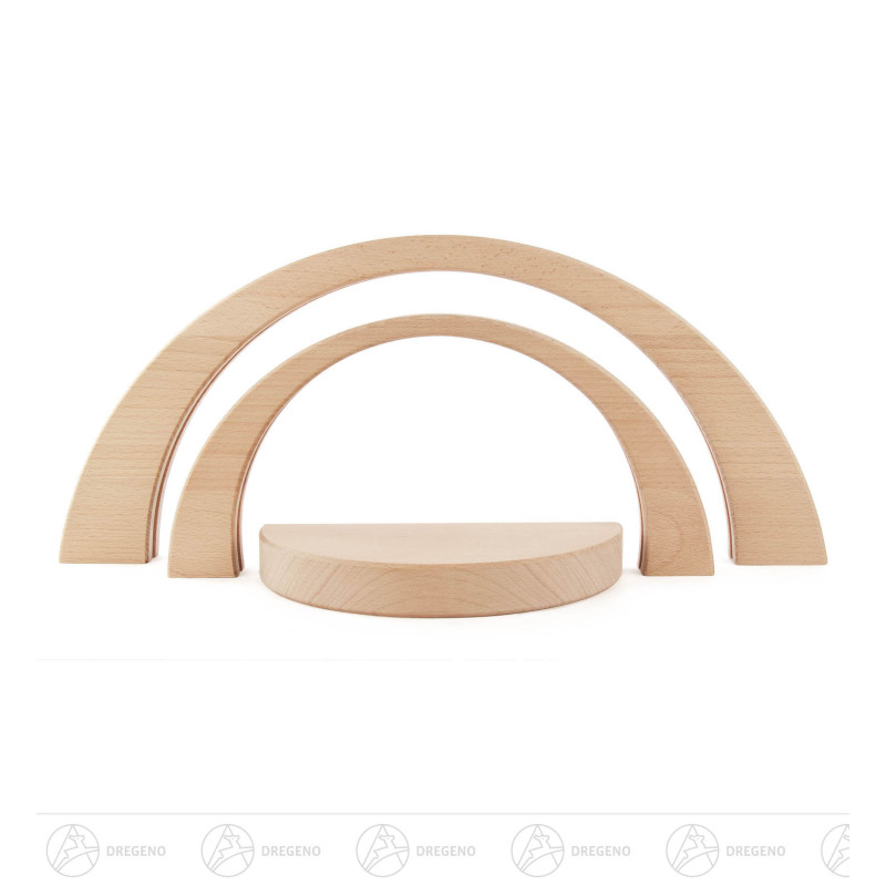 Schwibbogen natur 3-teilig, 1 Sockel 2 Bögen LED ohne Bestückung