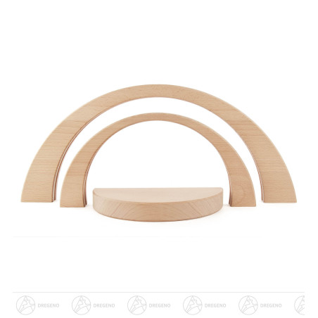 Schwibbogen natur 3-teilig, 1 Sockel 2 Bögen LED ohne Bestückung