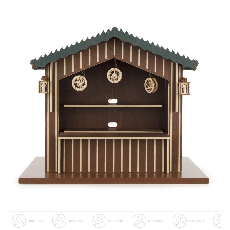 Weihnachtsmarktstand mit 10-fach Verteiler und Trafo elektrisch beleuchtet 27cm