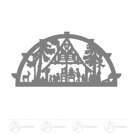 Laubsägevorlage für 7 Kerzen Motiv Waldhaus 58 x 34cm