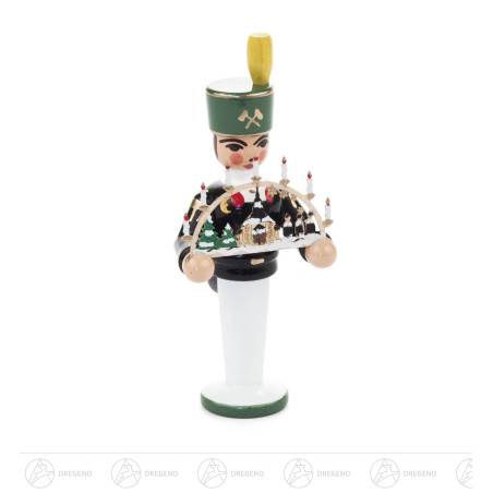Miniatur Bergmann mit Schwibbogen Seiffener Kirche 6cm
