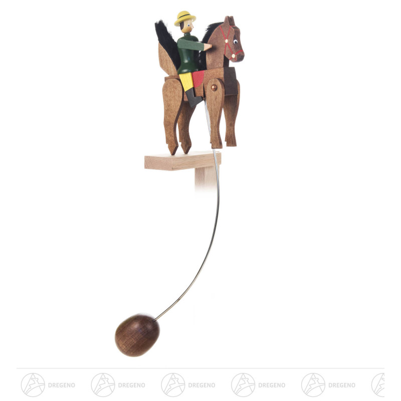 Schaukelfigur Reiter groß braunes Pferd, grüner Reiter 29cm