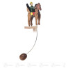 Schaukelfigur Reiter groß braunes Pferd, grüner Reiter 29cm