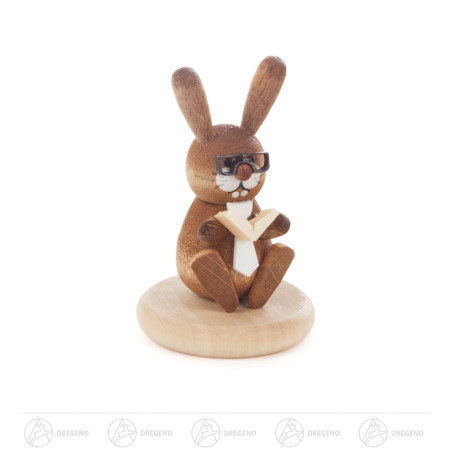 Hase mit Buch auf Sockel farbig, lasiert 5cm