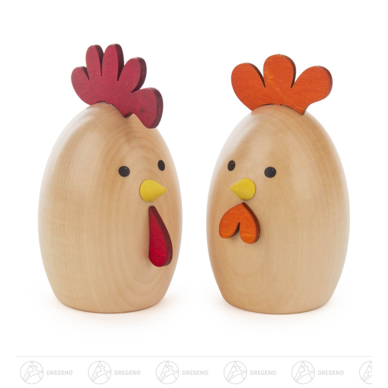 Hahn und Henne groß, natur 6cm