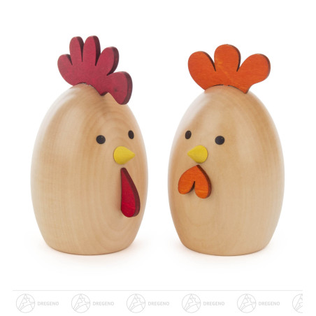 Hahn und Henne groß, natur 6cm