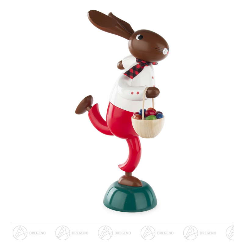 Hase Eierdieb rot groß mit Korb 34cm