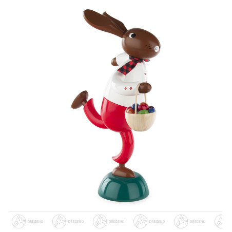 Hase Eierdieb rot groß mit Korb 34cm