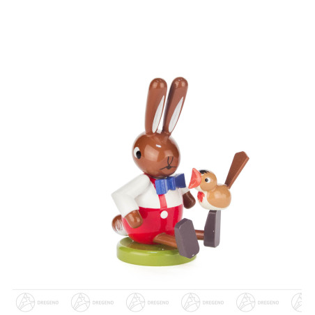 Hase sitzend mit Vogel klein 7cm
