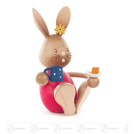 Hase Stupsi mit Kaffeetasse u.Kuchen 11cm