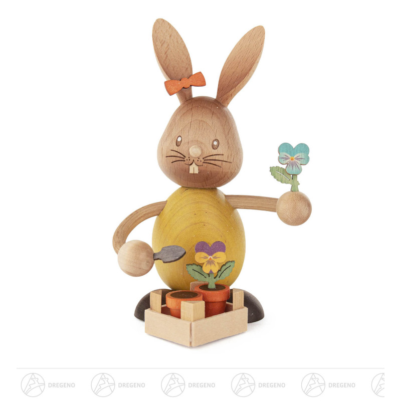 Hase Stupsi mit Stiefmütterchen 13x9cm