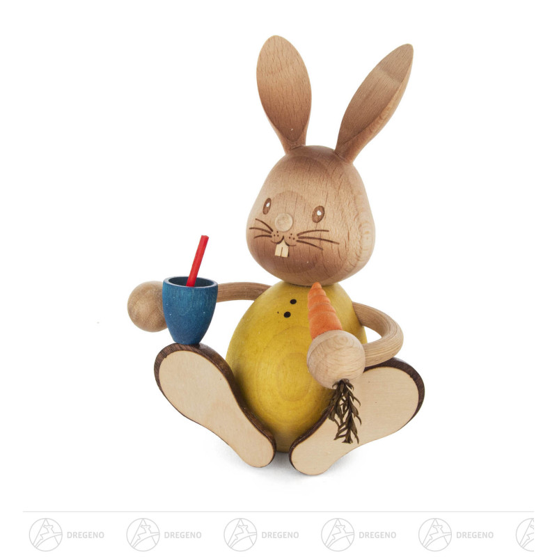 Hase Stupsi mit Becher und Möhre 12cm