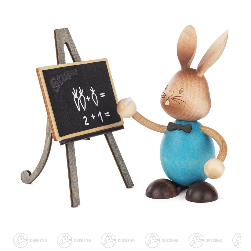 Hase Stupsi Lehrer mit Tafel 12cm