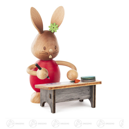 Hase Stupsi Schüler und Schulbank 12cm