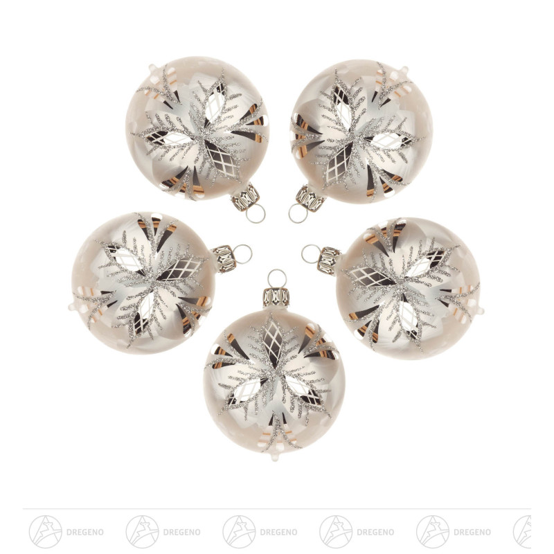 Thüringer Christbaumschmuck Kugel 6cm eisweiß Waffelmuster silber (5