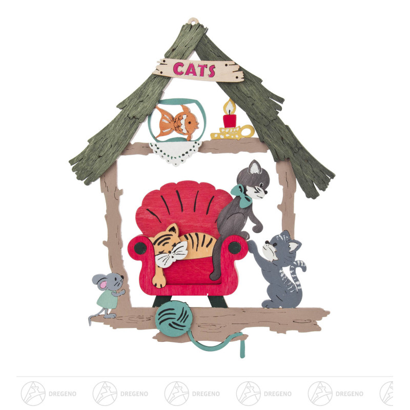Bastelset Fensterbild Katzen im Sessel 19x24cm