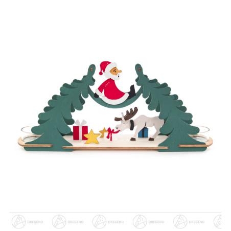Bastelset Teelichtbogen Weihnachtsmann mit Elch 14x32cm