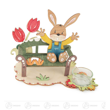 Bastelset Osterbank mit Hase 16x25cm