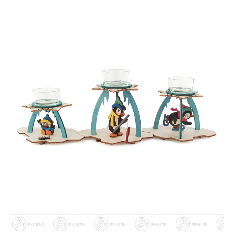 Bastelset Teelichthalter 3 Pinguine 12x13cm