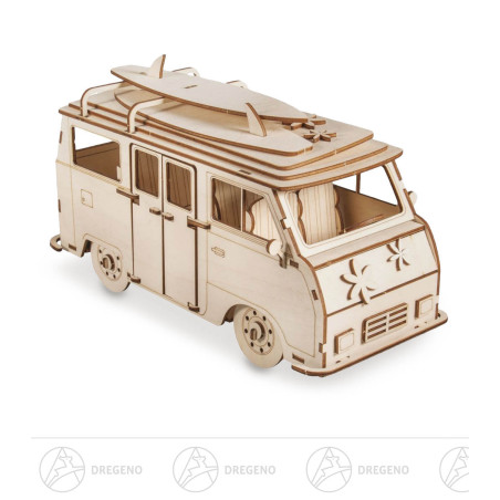 Holzbausatz 3D Campingbus 77-tlg 30x13x17cm natur