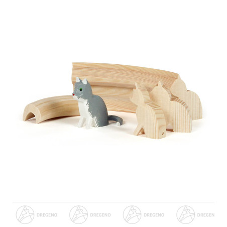 Schnitzrohling Reifentier Katze mit Werdegang 5-tlg. 4cm