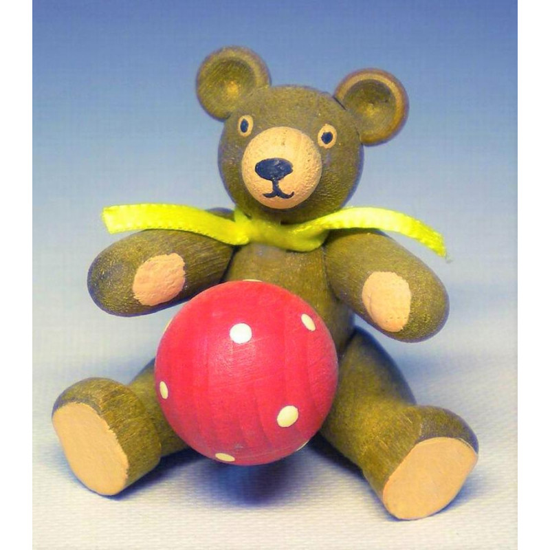 Spielbär sitzend mit rotem Ball  4 cm