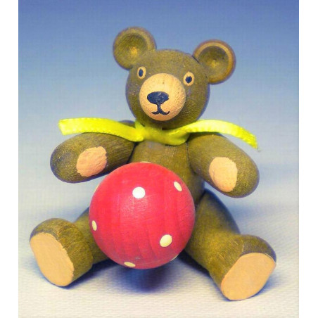 Spielbär sitzend mit rotem Ball  4 cm