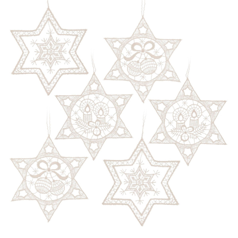 Behang Stern-Motiv sortiert 6-teilig 2x217072 2x235671 2x235673 Plauener Spitze 9cm