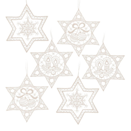 Behang Stern-Motiv sortiert 6-teilig 2x217072 2x235671 2x235673 Plauener Spitze 9cm