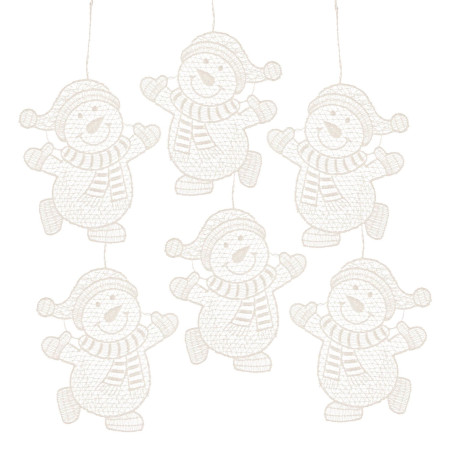 Behang Schneemann 6-teilig 6x 290771  Plauener Spitze 9cm