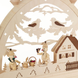 Rundbogen mit Schneemännern, elektrisch beleuchtet 48x42cm