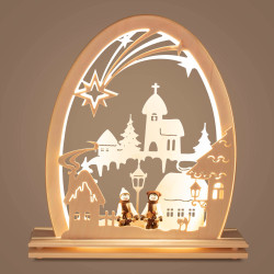 Erzgebirgsbogen Winterdorf elektrisch beleuchtet LED 23x30cm