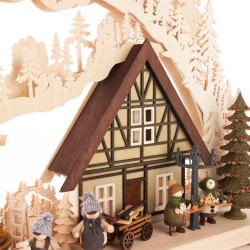 Schwibbogen Weihnachtsmarktbau groß, indirekt elektrisch beleuchtet 43x72cm